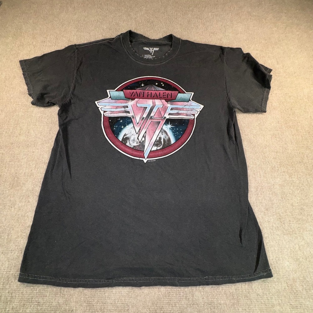 Van Halen Graphic Band T-Shirt Mens Large Charcoal Gray Distressed 2017 Rock Tee